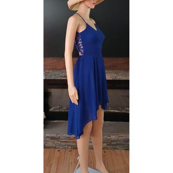 B. Smart Blue Size 3 Elegant Flowy Cocktail Party Dancing Dress Lace Zip Back - Picture 5 of 14